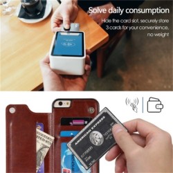Retro kaarthouder - telefoonhoesje - leren flipcover - mini portemonnee - voor iPhone - witBescherming