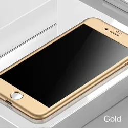 Coque intégrale Luxury 360 - avec protection d'écran en verre trempé - pour iPhone - or