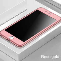 Luxe 360 full cover - met screenprotector van gehard glas - voor iPhone - rose goudBescherming