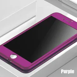 Coque intégrale Luxury 360 - avec protection d'écran en verre trempé - pour iPhone - violet