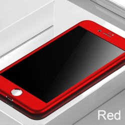 Coque intégrale Luxury 360 - avec protection d'écran en verre trempé - pour iPhone - rouge