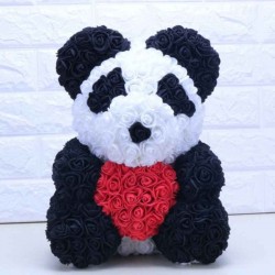 Ours panda - fabriqué à partir de roses à l'infini - ours rose - 40cm
