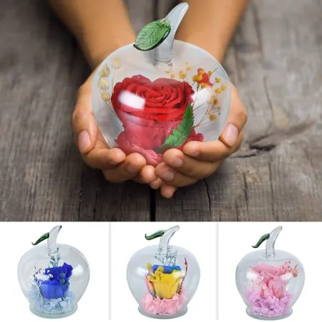 Infinity rose in apple-shaped glass - handmadeValentine's day