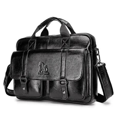 Sac bandoulière business - cuir véritable - grande contenance