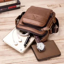 Sac à bandoulière homme en cuir véritable