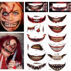 Tijdelijke Halloween tattoo - waterdichte sticker - clown mond - 12 stuksStickers