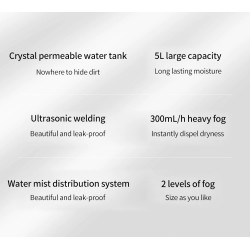 DEERMA - humidificateur d'air à ultrasons - diffuseur - aromathérapie - transparent - avec filtration d'eau - 5 L