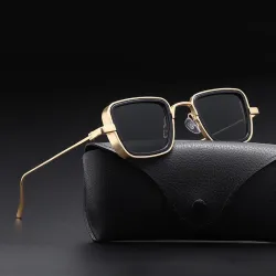 Lunettes de soleil carrées vintage - verre antireflet - monture métal - UV400 - unisexe