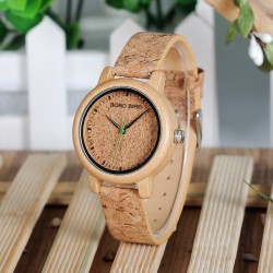 Bamboo wood watch - Quartz - handmade - cork strap - for her - for him - for couplesWatches
