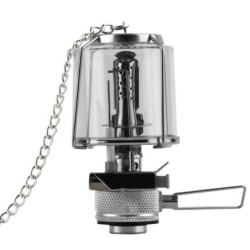 Lanterne d'extérieur / de camping - lampe à gaz portable en aluminium - lampe en verre suspendue - 80 LUX
