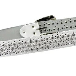Modieuze leren riem - met gaten / strass - metalen gespRiemen