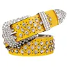 Ceinture en cuir à la mode - avec trous / strass - boucle en métal