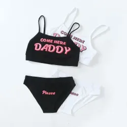 Sexy lingerieset - korte top - slip - COME HERE DADDY PLEASE beletteringLingerie
