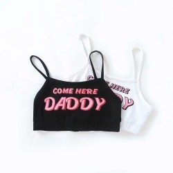 Ensemble de lingerie sexy - haut court - culotte - inscription COME HERE DADDY PLEASE