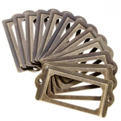 Poignées de tiroir en laiton antique - porte-étiquettes - cadres en métal - 12 pièces