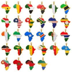 Halsketting met hanger Afrikaanse landen - goud - 45cmKettingen