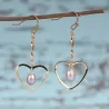 Boucles d'oreilles crochet doré - coeur / perles