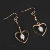 Boucles d'oreilles crochet doré - coeur / perles