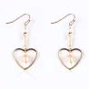 Boucles d'oreilles crochet doré - coeur / perles