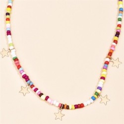 Collier court perles colorées - avec étoiles