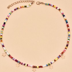 Colorful bead short necklace - with starsNecklaces