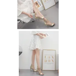 Sexy sandalen met hoge hak - glitter air mesh - met rits - enkellengteSandalen