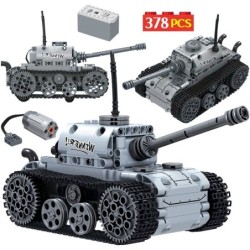 Militaire elektrische tank - bouwstenen - aanraakschakelaar - educatief speelgoed - 378 stukjesConstructie