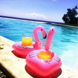 Inflatable flamingo - pool drink holder - floating toy - 10 piecesInflatable