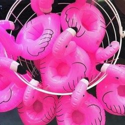 Inflatable flamingo - pool drink holder - floating toy - 10 piecesInflatable