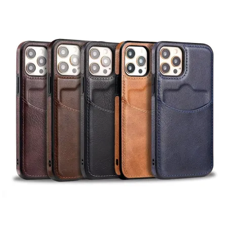 Etui de protection en cuir avec fente pour carte de crédit pour iPhone