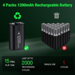 Batterie 4 x 1200mAh - Dock de charge USB - pour manette Xbox One X / S / Xbox Elite