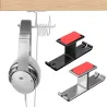Support double pour casque - crochet en aluminium - sous le bureau / fixé au mur