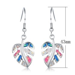 Boucles d'oreilles pendantes en argent - opale de cristal colorée