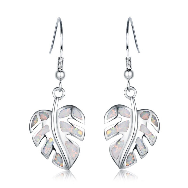 Boucles d'oreilles pendantes en argent - opale de cristal colorée