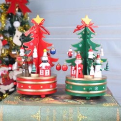 Boîte à musique rotative en bois - décoration de Noël - forme sapin
