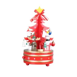 Wooden rotating music box - Christmas decoration - tree shapeChristmas