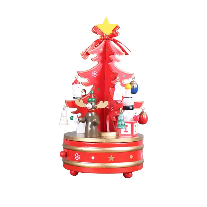 Wooden rotating music box - Christmas decoration - tree shapeChristmas
