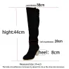 Bottes hauteur genou en daim - talon épais