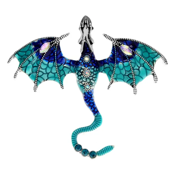 Broche dragon émail cristal