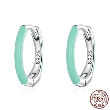 Kleine oorringen - dubbele groene kleur - 925 sterling zilverOorbellen