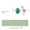 925 sterling zilveren oorbellen - roze flamingo / groen bladOorbellen