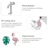 925 sterling zilveren oorbellen - roze flamingo / groen bladOorbellen