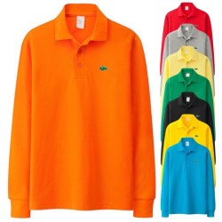 Stijlvol polo t-shirt - lange mouw - geborduurd logo - katoenT-Shirts