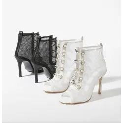 Sexy mesh enkelsandalen - hoge dunne hakSandalen