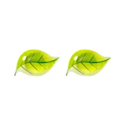 Oorknopjes met kleine groene bladeren - verzilverdOorbellen