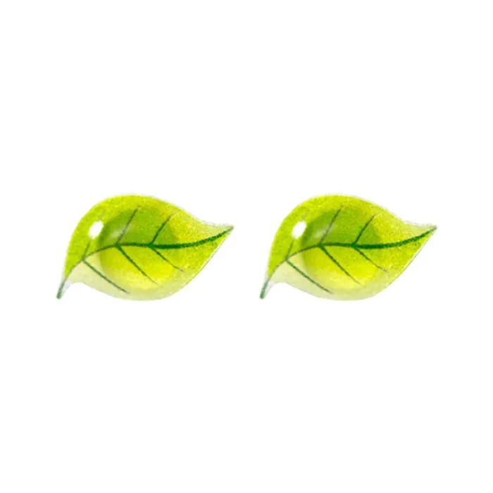 Oorknopjes met kleine groene bladeren - verzilverdOorbellen