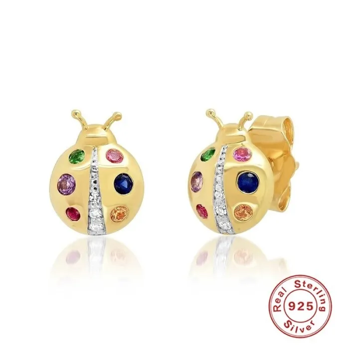 Kristallen lieveheersbeestjes oorbellen - 925 sterling zilverOorbellen
