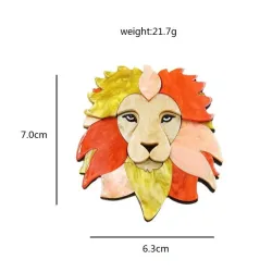 Tête de lion colorée - broche en acrylique