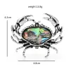 Vintage metal crab brooch - with colorful shellBrooches