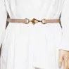Ceinture fine en cuir - boucle libre dorée